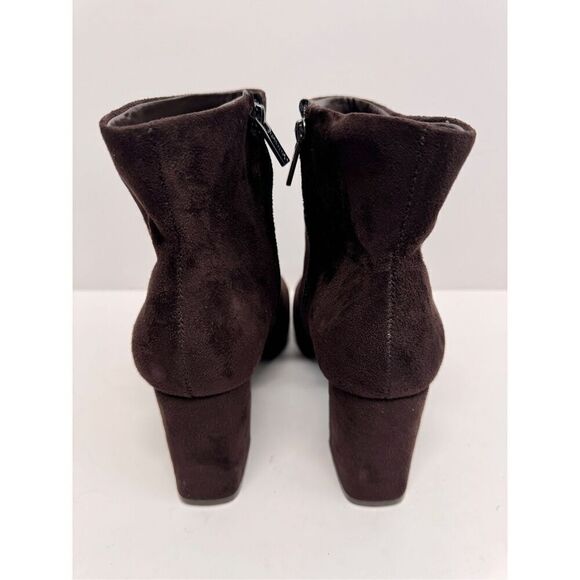 Calvin Klein Ankle Boots Size 8 Brown Block Heel Side Zip Winter Booties - Picture 6 of 10